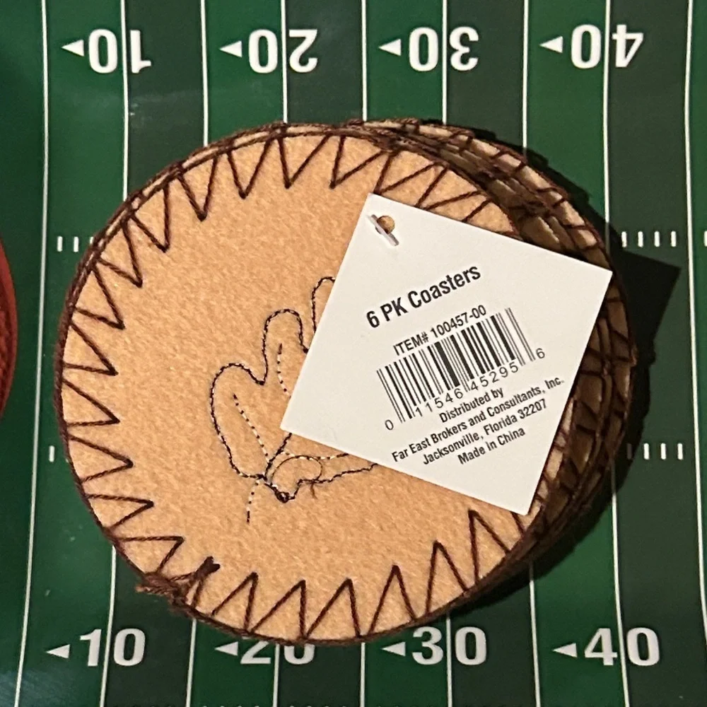 Handmade Tan Felt Coasters with Maple Leaf Embroidery Design NEW